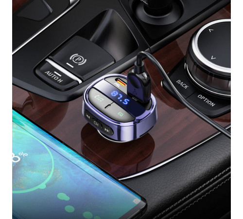 АЗП з FM-модулятором HOCO E70 PD30W+QC3.0 car BT FM transmitter Magic Night (6931474765246)