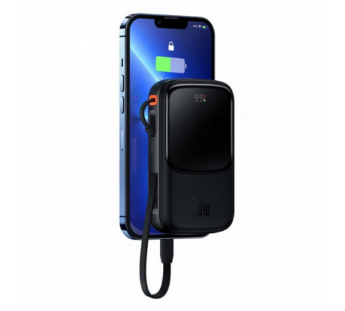 Зовнішній акумулятор Baseus Qpow Pro Digital Display Fast Charge 10000mAh 20W (Type-C cable) Black (PPQD020001)
