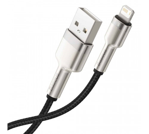 Кабель Baseus Cafule Series Metal Data Cable USB to IP 2.4A 2m Black (CALJK-B01)
