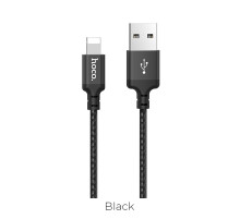 Кабель HOCO X14 USB to iP 2A, 1m, nylon, aluminum connectors, Black (6957531062820)