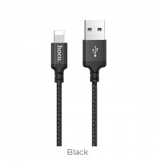 Кабель HOCO X14 USB to iP 2A, 1m, nylon, алюминиевые подключения, Black (6957531062820)