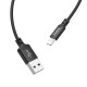 Кабель HOCO X14 USB to iP 2A, 1m, nylon, aluminum connectors, Black (6957531062820)