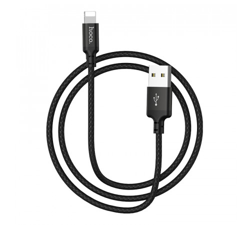 Кабель HOCO X14 USB to iP 2A, 1m, nylon, aluminum connectors, Black (6957531062820)