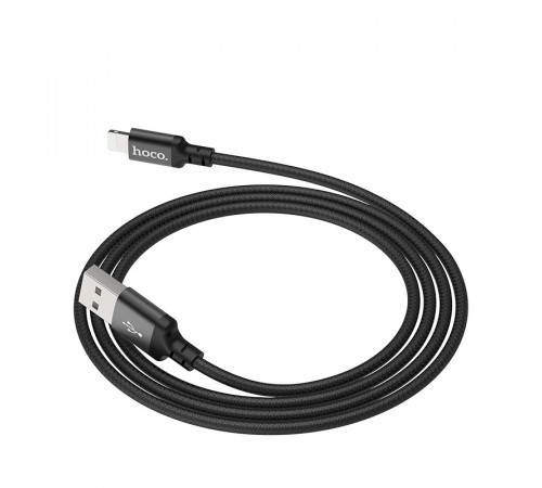 Кабель HOCO X14 USB to iP 2A, 1m, nylon, aluminum connectors, Black (6957531062820)