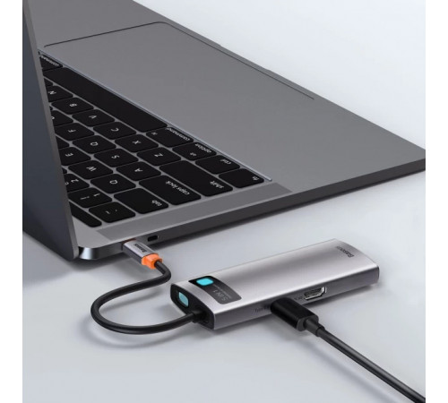 USB-хаб Baseus Metal Gleam Series 5-in-1 Multifunctional （Type-C to HDMI*1+USB3.0*3+PD*1) (CAHUB-CX0G)