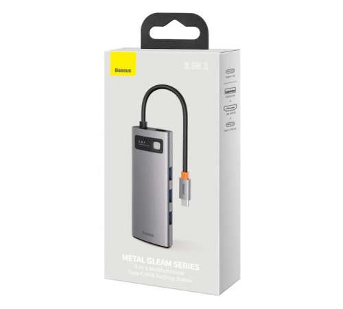 USB-хаб Baseus Metal Gleam Series 5-in-1 Multifunctional （Type-C to HDMI*1+USB3.0*3+PD*1) (CAHUB-CX0G)
