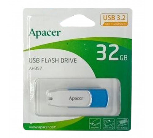Флеш-накопичувач Apacer USB 3.2 Gen 1 AH357 128GB Blue (AP128GAH357U-1)