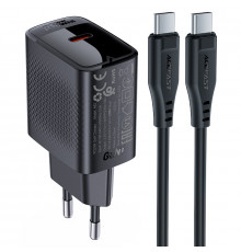 Мережевий зарядний пристрій з кабелем ACEFAST A82 PD20W GaN single USB-C charger set (P5) (EU) Black (6974316280057)