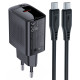 Мережевий зарядний пристрій з кабелем ACEFAST A82 PD20W GaN single USB-C charger set (P5) (EU) Black (6974316280057)