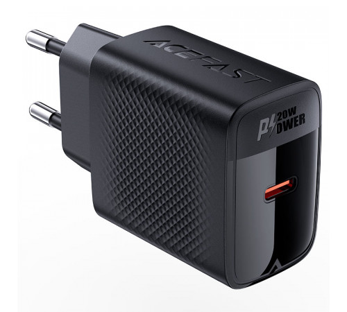 Мережевий зарядний пристрій з кабелем ACEFAST A82 PD20W GaN single USB-C charger set (P5) (EU) Black (6974316280057)