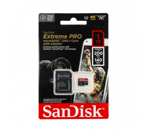 Карта пам'яті microSDXC (UHS-1 U3) SanDisk Extreme Pro A2 1TB class 10 V30 (R200MB/s,W140MB/s) (adapter) (SDSQXCD-1T00-GN6MA)