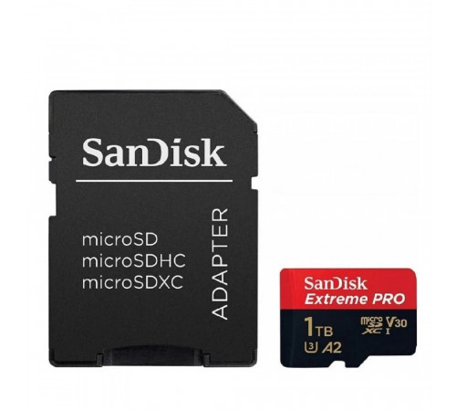 Карта пам'яті microSDXC (UHS-1 U3) SanDisk Extreme Pro A2 1TB class 10 V30 (R200MB/s,W140MB/s) (adapter) (SDSQXCD-1T00-GN6MA)