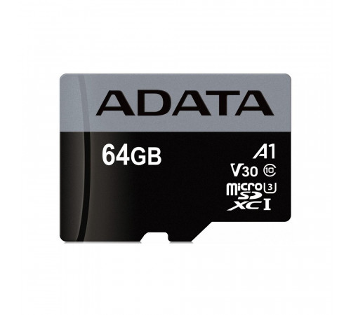 Карта пам'яті microSDXC (UHS-1 U3) A-DATA Premier Pro 64Gb Class 10 V30S A2 (R-100Mb/s W85Mb/s) (adapter SD) (AUSDX64GUI3V30SA2-RA1)