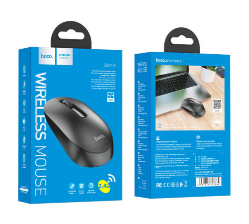 Маніпулятор миша HOCO GM14 Platinum 2.4G business wireless mouse Black (6931474757869)