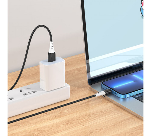 Кабель HOCO X82 USB to iP 2.4A, 1m, silicone, silicone connectors, Black (6931474768537)