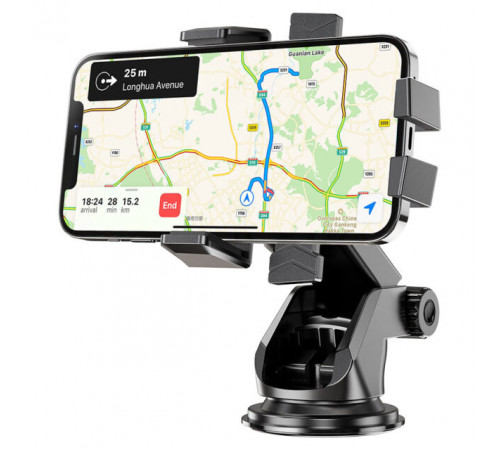 Автотримач для телефона HOCO CA83 David one-button center console car holder Black (6931474748423)