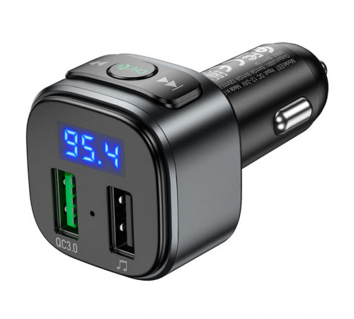 АЗП з FM-модулятором HOCO E67 Fighter QC3.0 18W car BT FM transmitter Black (6931474762122)