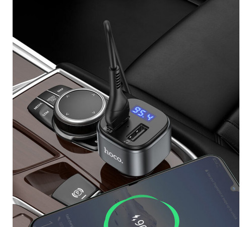 АЗП з FM-модулятором HOCO E67 Fighter QC3.0 18W car BT FM transmitter Black (6931474762122)