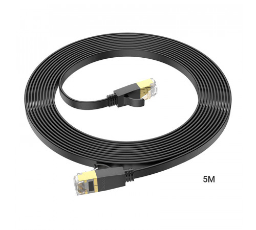 Мережевий кабель HOCO US07 General pure copper flat network cable(L=5M) Black (6931474780706)