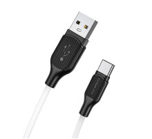 Кабель BOROFONE BX42 USB to Type-C 3A, 1m, silicone, TPE connectors, White (6931474736772)