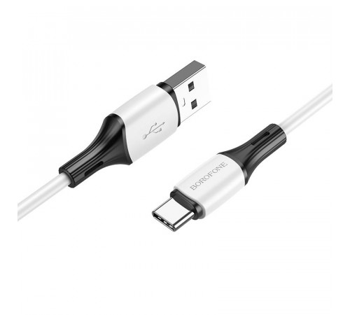 Кабель BOROFONE BX79 USB to Type-C 3A, 1m, silicone, silicone connectors, White (6974443384796)