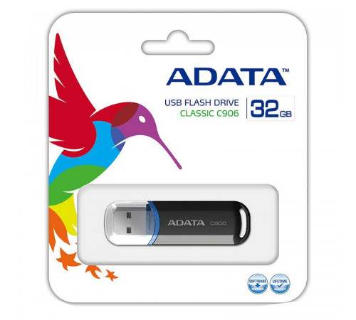 Флеш-накопичувач ADATA USB 2.0 C906 32Gb Black (AC906-32G-RBK)