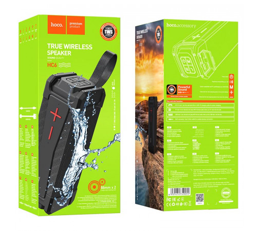 Портативна колонка HOCO HC6 Magic sports BT speaker, 10W*2, IPX6, Black (6931474749055)