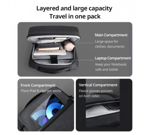 Рюкзак UGREEN LP664 Laptop Backpack B02 Dark Grey (Up to 15.6'')(UGR-90798) (UGR-90798)