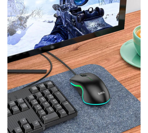 Миша HOCO GM19 Enjoy gaming luminous wired mouse Black (6931474784131)
