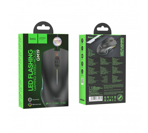 Миша HOCO GM19 Enjoy gaming luminous wired mouse Black (6931474784131)