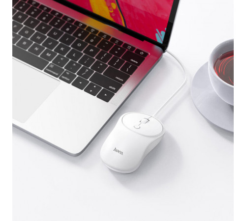 Миша HOCO GM13 Esteem business wired mouse White (6931474757852)