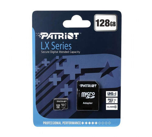 Карта пам'яті microSDXC (UHS-1) Patriot LX Series 128Gb class 10 (adapter SD) (PSF128GMCSDXC10)