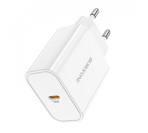 Мережевий зарядний пристрій BOROFONE BA57A Easy Speed single port PD20W charger White (6931474745538)