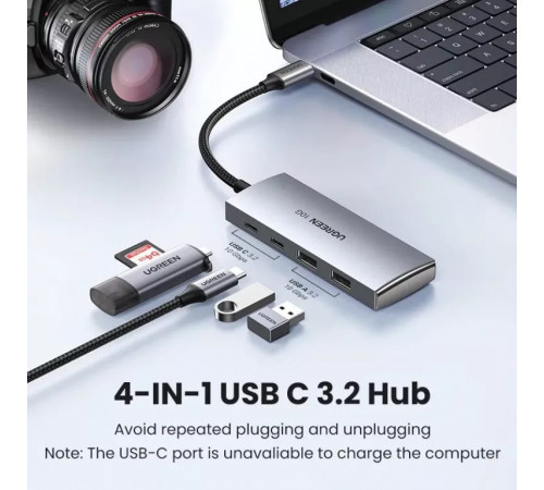 USB-хаб UGREEN CM480 USB-C to 2× USB 3.2+2×USB-C Adapter 10G (UGR-30758) (UGR-30758)