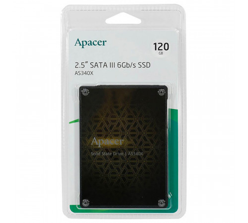Накопичувач SSD Apacer AS340X 120GB 2.5" 7mm SATAIII 3D NAND Read/Write: 550/520 MB/sec (AP120GAS340XC-1)