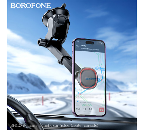 Автотримач для телефона BOROFONE BH125 Roman magnetic car holder (center console) Black and Red (6941991119552)