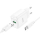 Мережевий зарядний пристрій з кабелем HOCO C140A Smart single port QC3.0 charger set (Type-C)(EU) White (6942007627832)