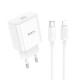 Мережевий зарядний пристрій з кабелем HOCO C76A Pro Majestic single port PD30W charger set (C to iP)(EU) White (6942007616317)