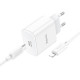 Мережевий зарядний пристрій з кабелем HOCO C76A Pro Majestic single port PD30W charger set (C to iP)(EU) White (6942007616317)