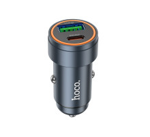 Автомобільний зарядний пристрій HOCO Z57A Glorious PD30W+QC3.0 car charger Metal Gray (6942007633109)