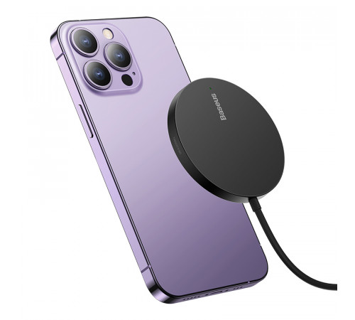 Бездротовий зарядний пристрій Baseus Simple Mini3 Magnetic Wireless Charger 15W Black (CCJJ040001)