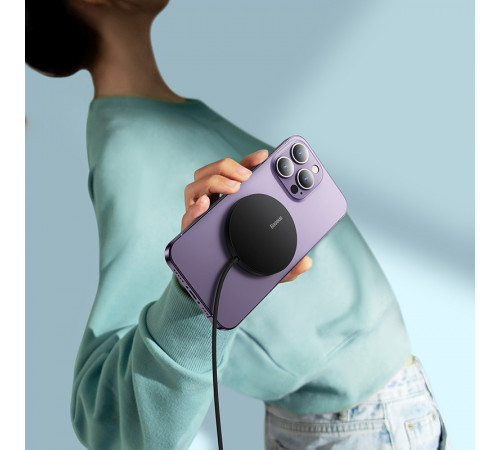 Бездротовий зарядний пристрій Baseus Simple Mini3 Magnetic Wireless Charger 15W Black (CCJJ040001)