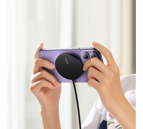 Бездротовий зарядний пристрій Baseus Simple Mini3 Magnetic Wireless Charger 15W Black (CCJJ040001)