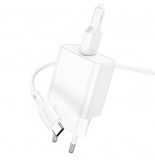 Мережевий зарядний пристрій з кабелем BOROFONE BA72A Spring single port QC3.0 charger set(Type-C) 18W White (6974443388596)