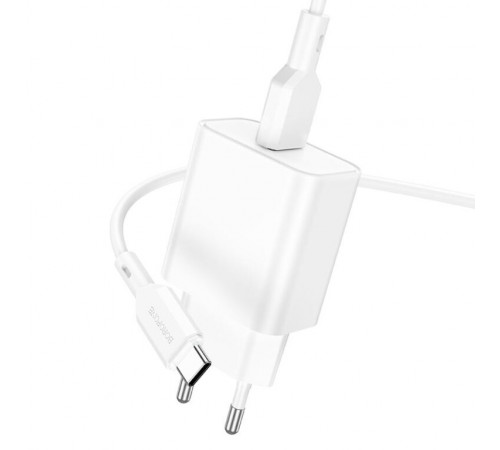 Мережевий зарядний пристрій з кабелем BOROFONE BA72A Spring single port QC3.0 charger set(Type-C) 18W White (6974443388596)