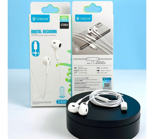 Навушники Celebrat E400 Type-C 1.2m