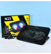 Підставка-охолоджувач для ноутбука N33 RGB light з тримачем для телефону 12-17inch (2 Fan)