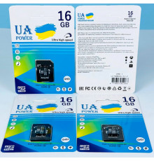 Карта пам'яті UA POWER 16Gb U-1 Ultra high speed Class 10 (з адаптером SD)