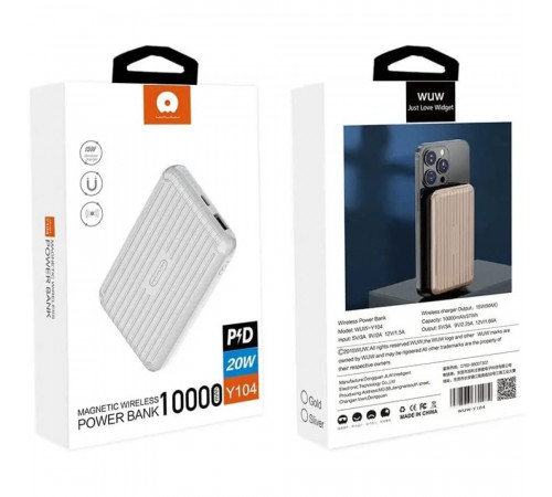 УМБ Power Bank WUW Y104 10000mAh PD20W+22.5W з бездротовою зарядкою