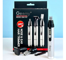 Мужской набор Geemy GM-3107 3в1 с 3 насадками (машинка для стрижки, триммер для носа и ушей, бритва)